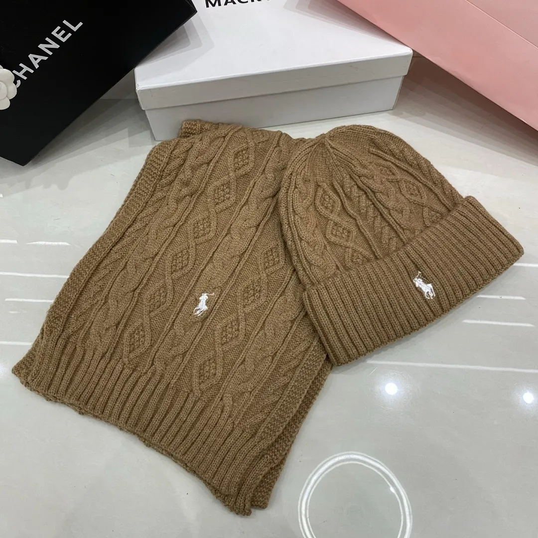 Polo骑马标 羊绒套装:围巾🧣/羊绒针织帽