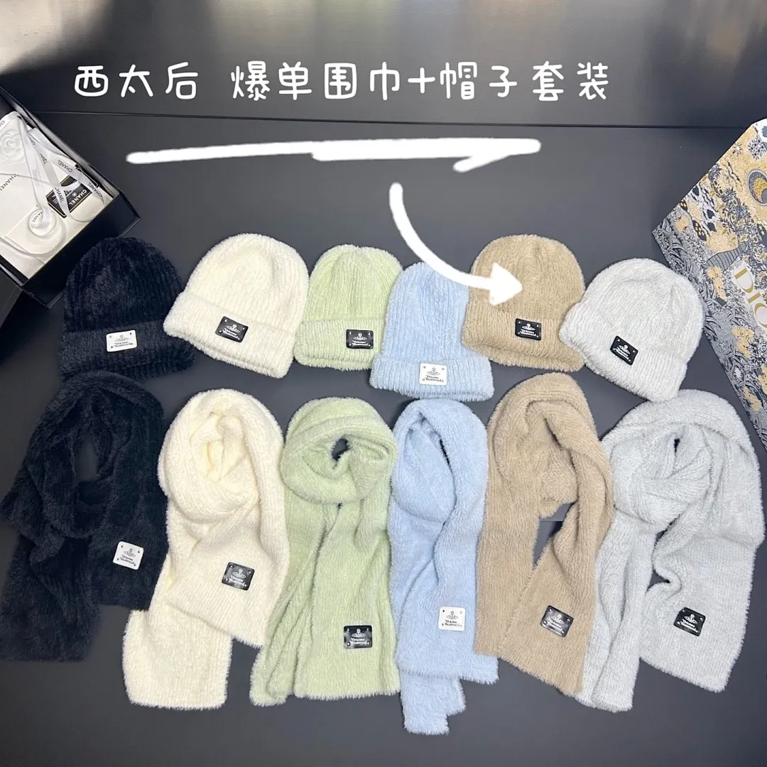 西太后 貂绒围巾+帽子套装