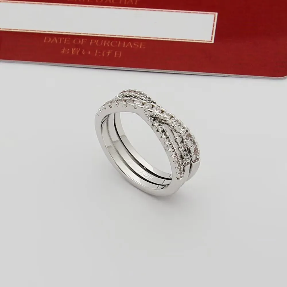 P45Cartier 卡地亚戒指Etincelle De系列 三环交叉满钻戒指 亚金电镀18K金 微镶高碳钻size6789 戒指2751359534