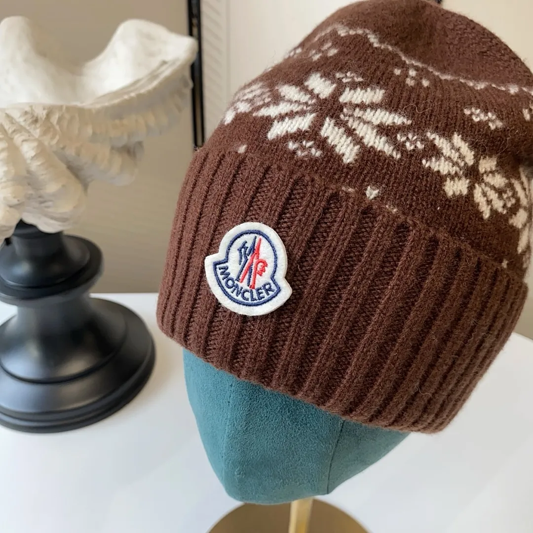 上新ꫛꫀꪝ ❥—— 🆕蒙口100%羊毛针织帽 🖤雪花纹路保暖百搭时尚款 🪄头围55~58cm 💫米色 咖啡色 灰色 黑色