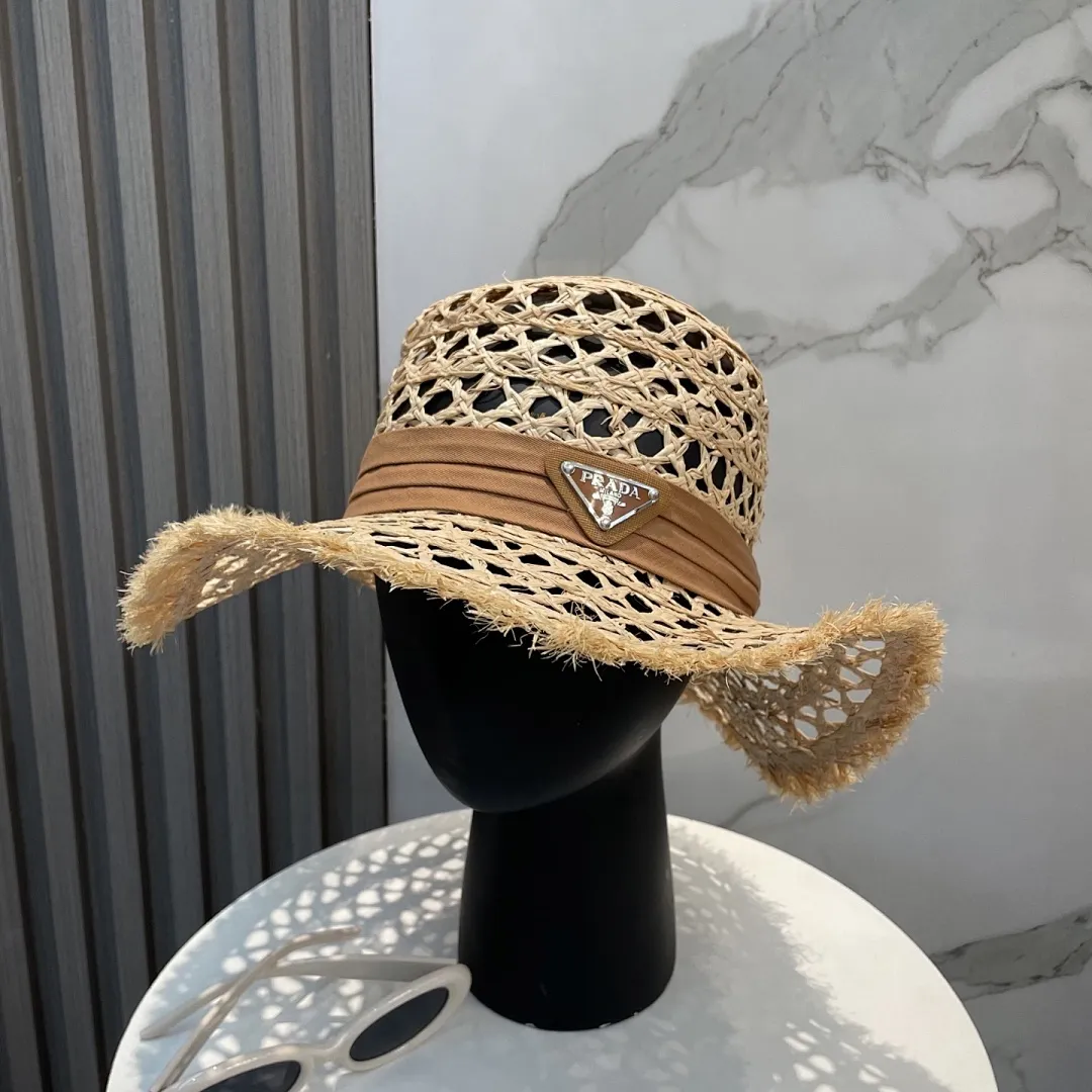 普拉达PRADA 新款大檐遮阳防晒草帽 炎炎夏日出街必备防晒单品, 海边约起也妥妥滴,透气棉四季可佩戴