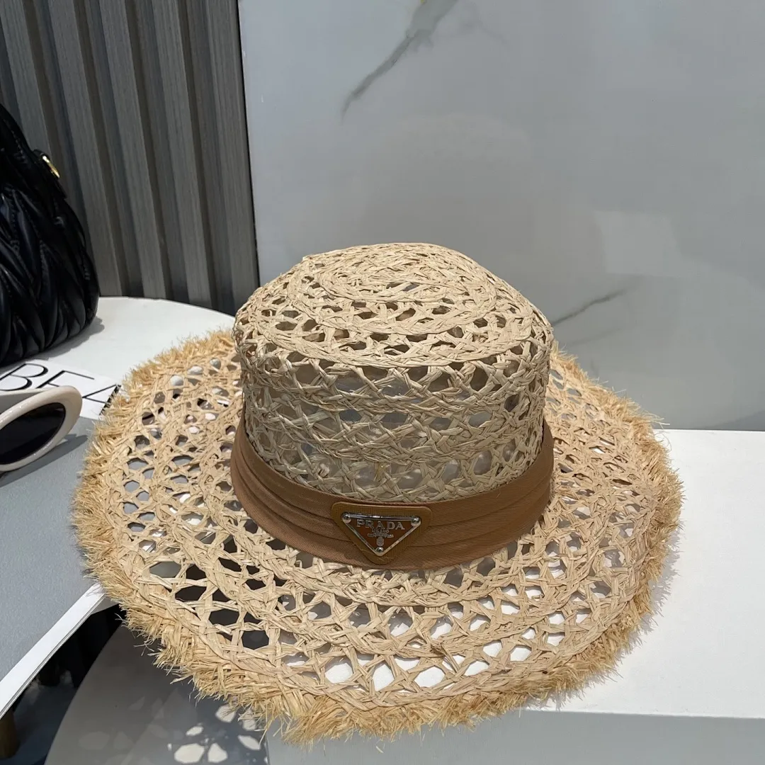 普拉达PRADA 新款大檐遮阳防晒草帽 炎炎夏日出街必备防晒单品, 海边约起也妥妥滴,透气棉四季可佩戴