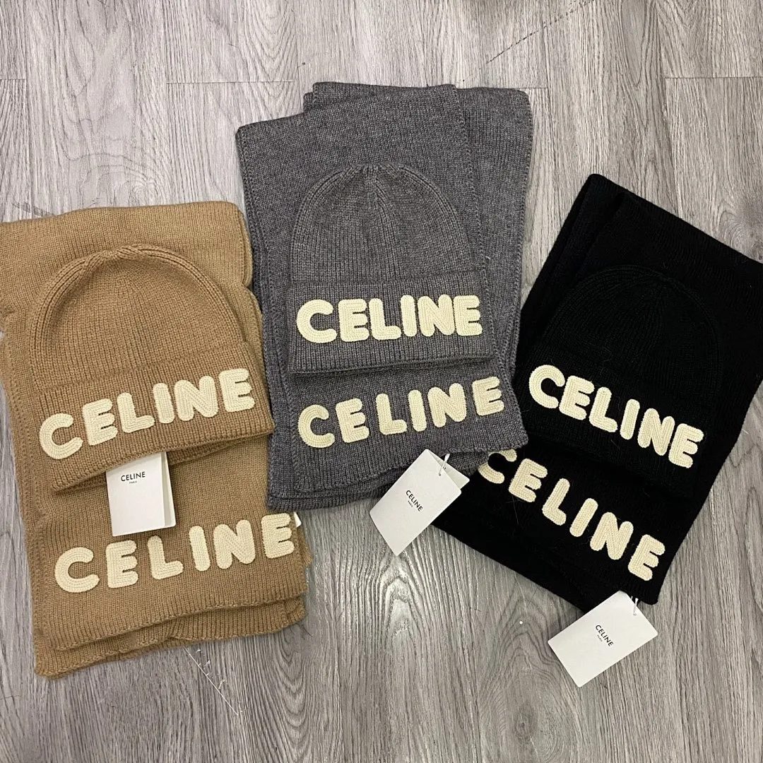 Celine 羊绒针织帽+围巾🧣