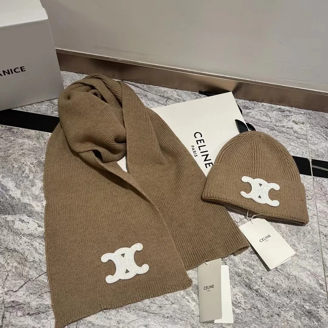 Celine 羊绒针织帽+围巾🧣