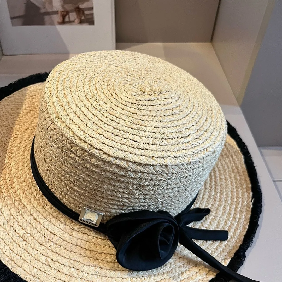 缪缪miumiu拉菲草帽,平顶礼帽