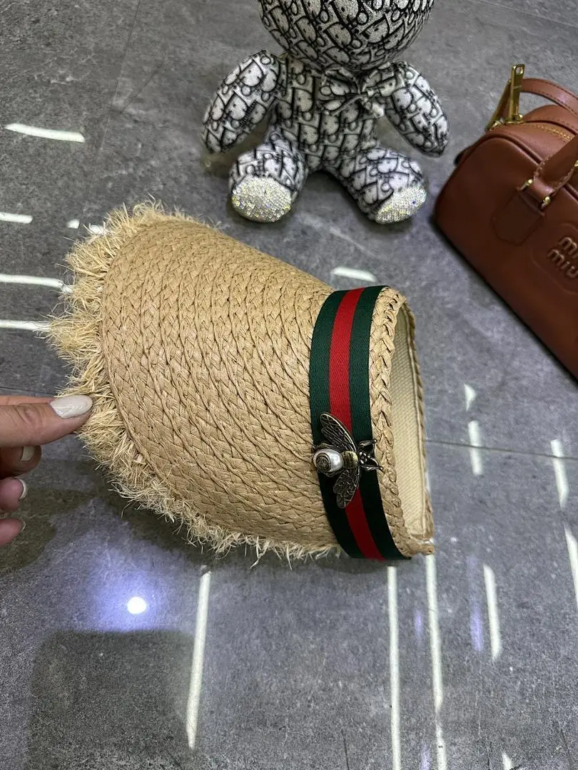 Gucci 草编手工爆款钩针防晒空顶帽👒👒‼️🔥
