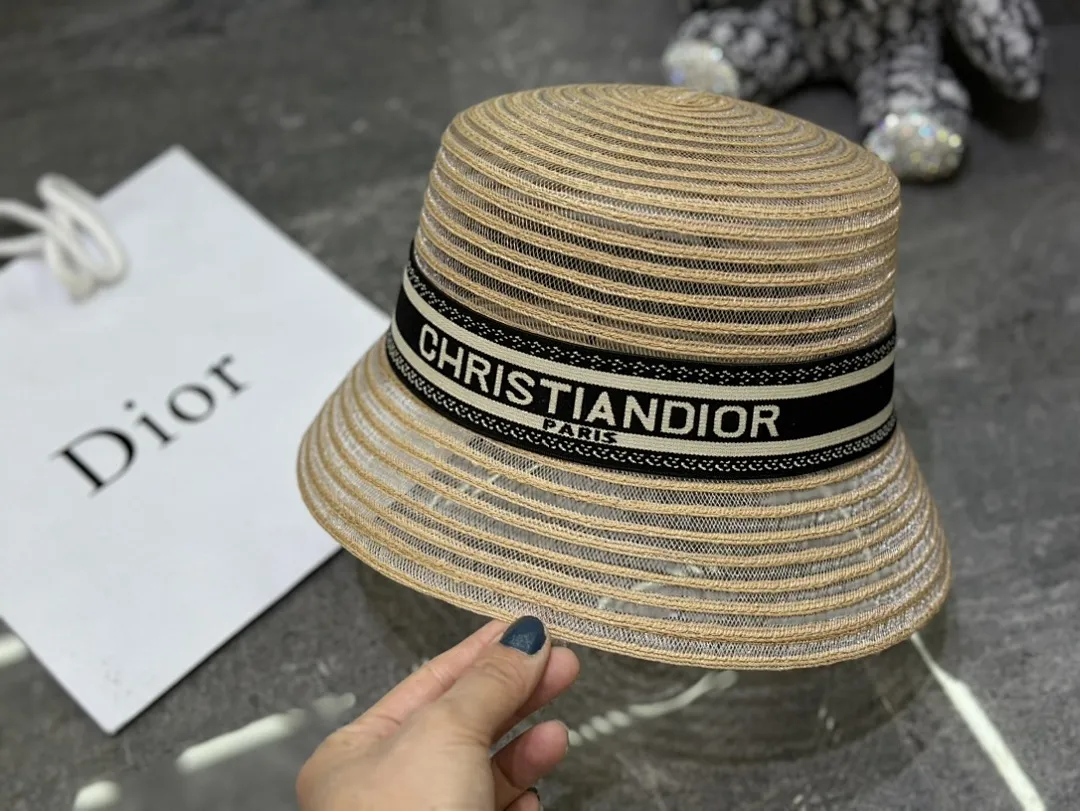 迪奥发带网纱渔夫帽