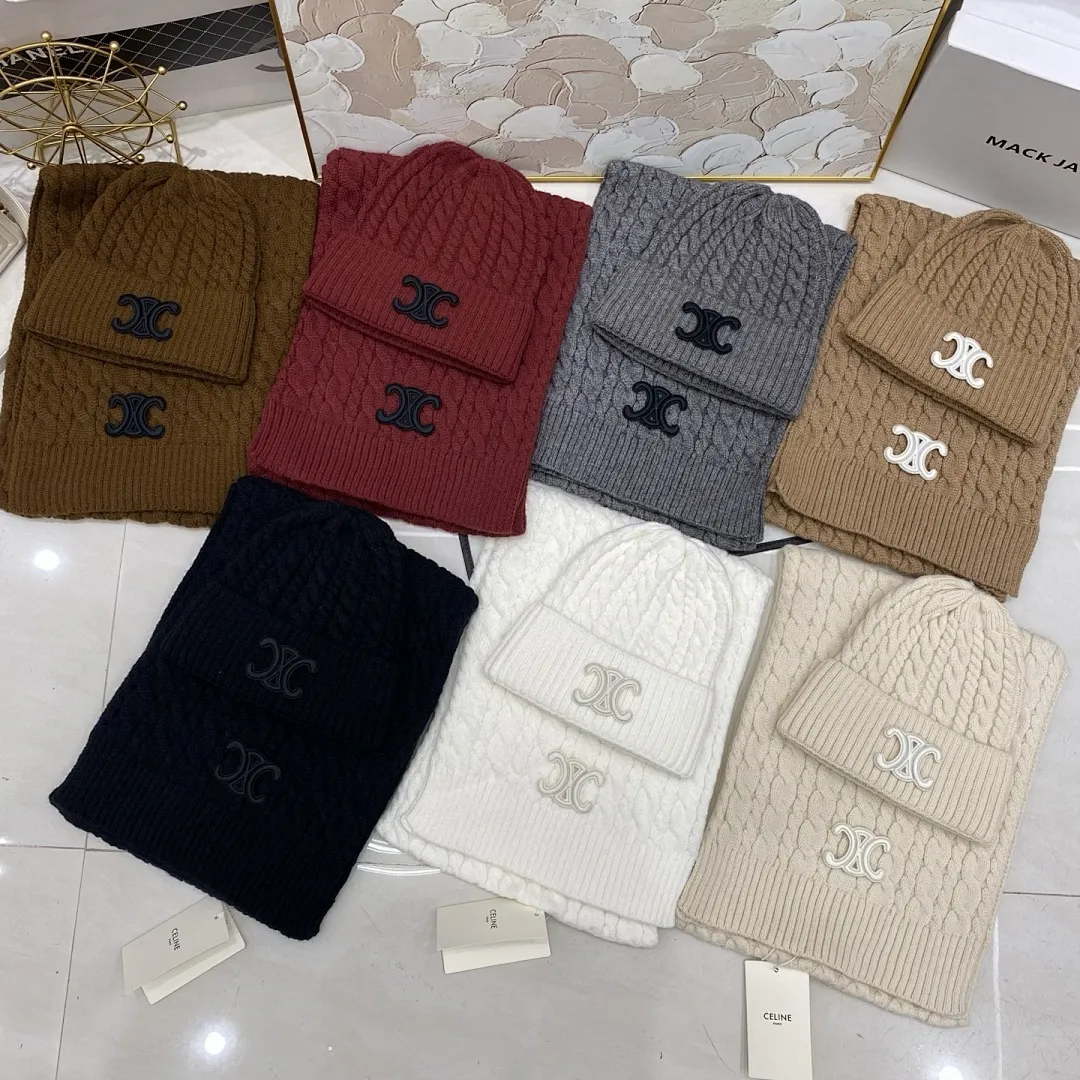 Celine赛琳 麻花羊绒针织帽+围巾🧣