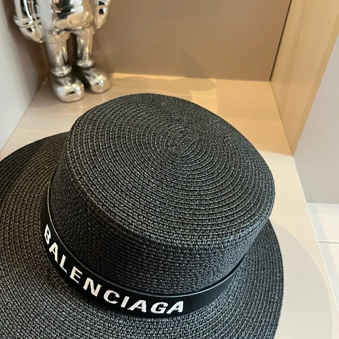 巴黎世家平顶礼帽,遮阳草帽