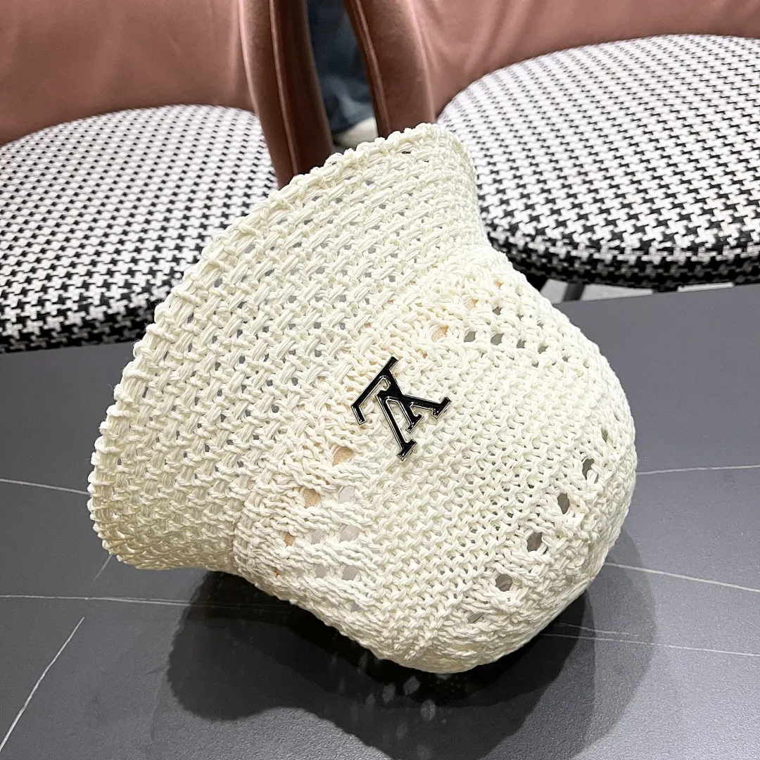 lv路易威登2025新款韩版遮阳渔夫帽女夏季纯色太阳帽镂 空针织甜美品脸小盆帽