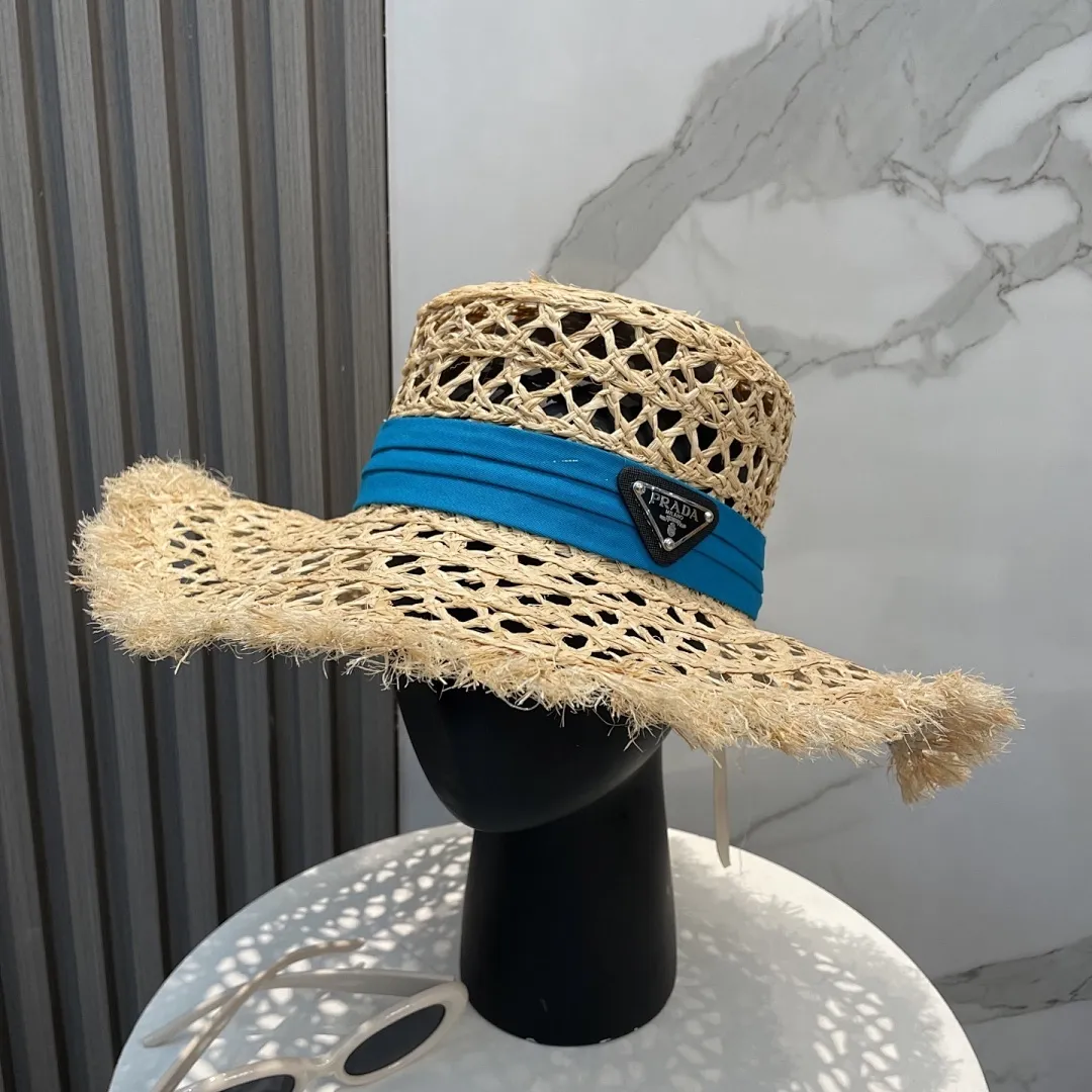 普拉达PRADA 新款大檐遮阳防晒草帽 炎炎夏日出街必备防晒单品, 海边约起也妥妥滴,透气棉四季可佩戴