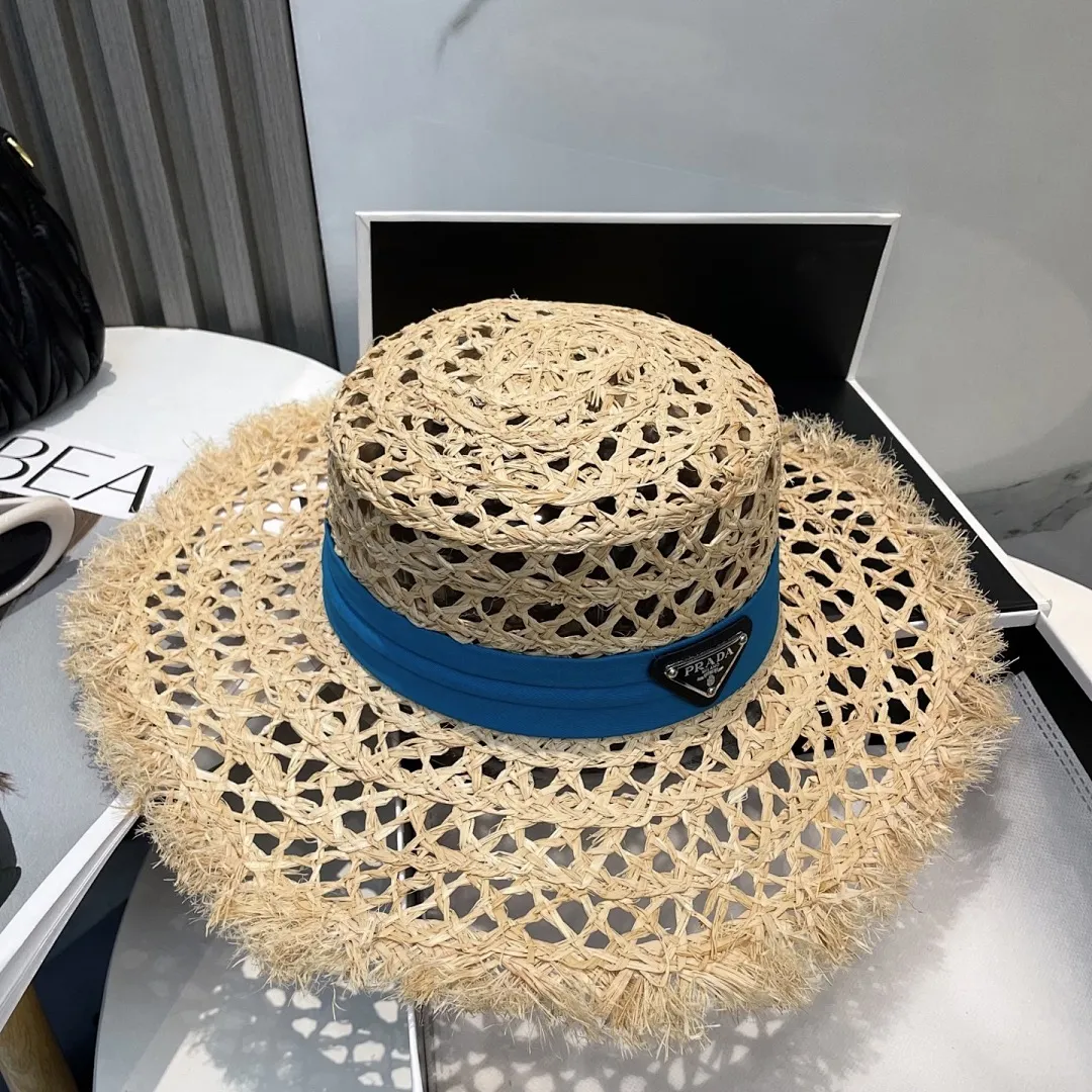 普拉达PRADA 新款大檐遮阳防晒草帽 炎炎夏日出街必备防晒单品, 海边约起也妥妥滴,透气棉四季可佩戴