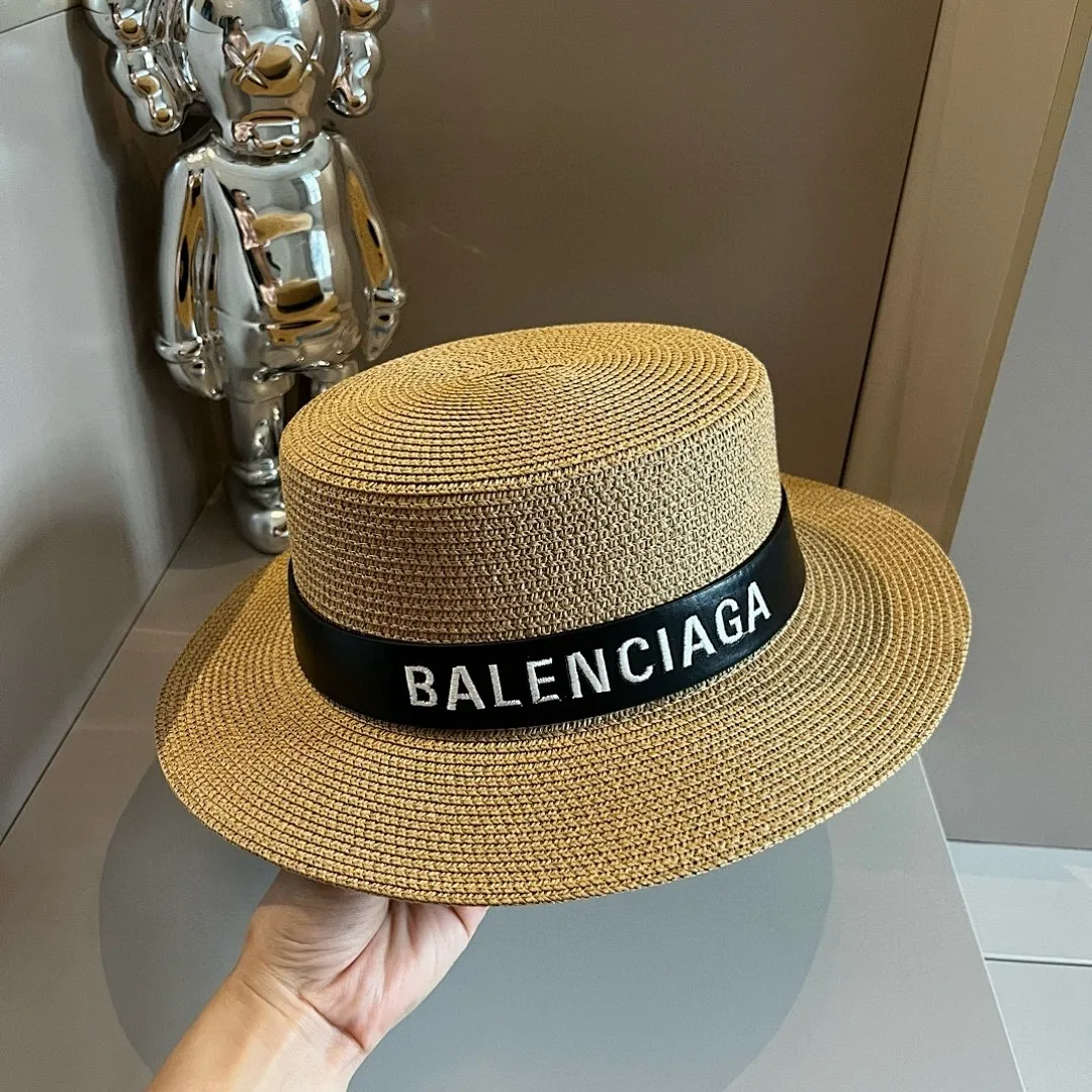 巴黎世家平顶礼帽,遮阳草帽