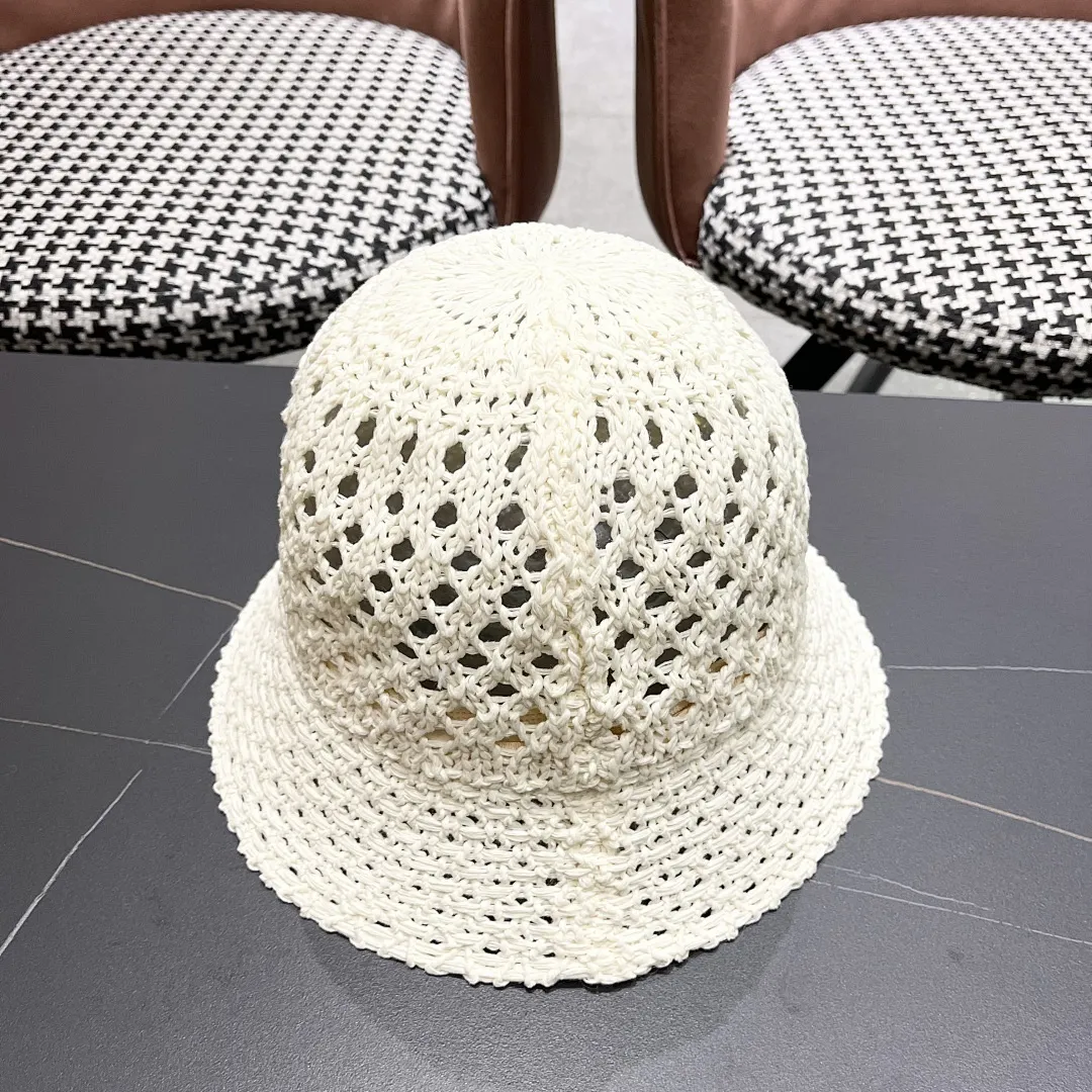 lv路易威登2025新款韩版遮阳渔夫帽女夏季纯色太阳帽镂 空针织甜美品脸小盆帽