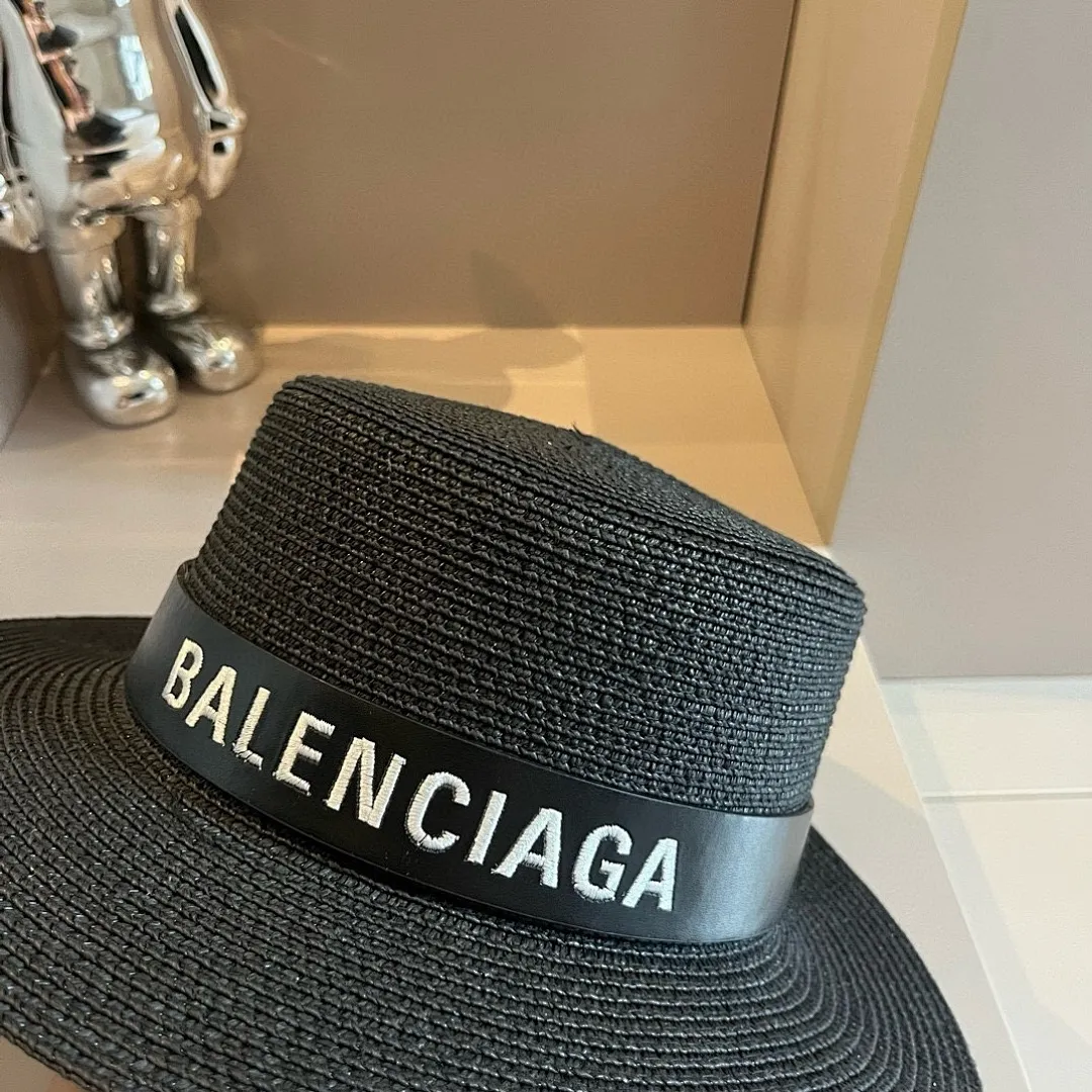 巴黎世家平顶礼帽，遮阳草帽