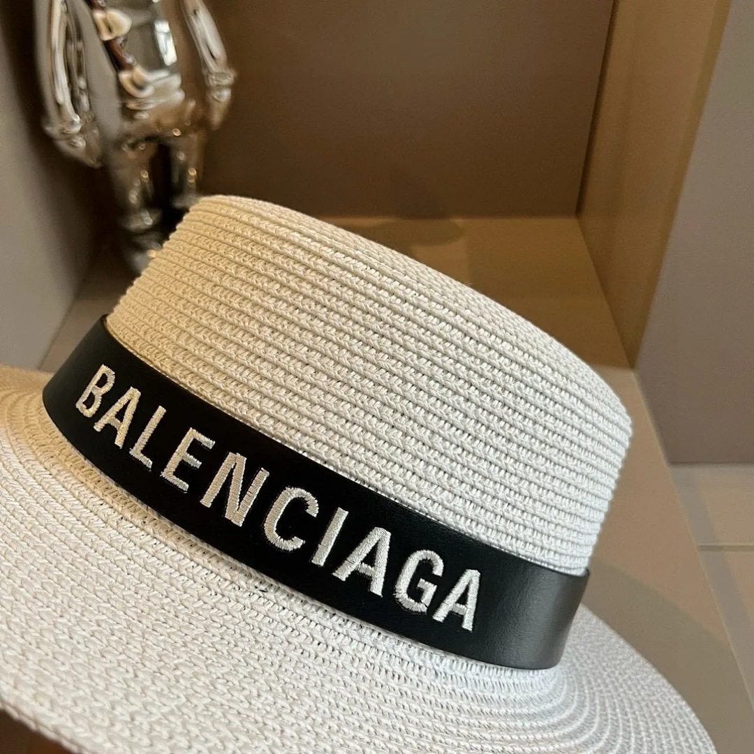 巴黎世家平顶礼帽，遮阳草帽