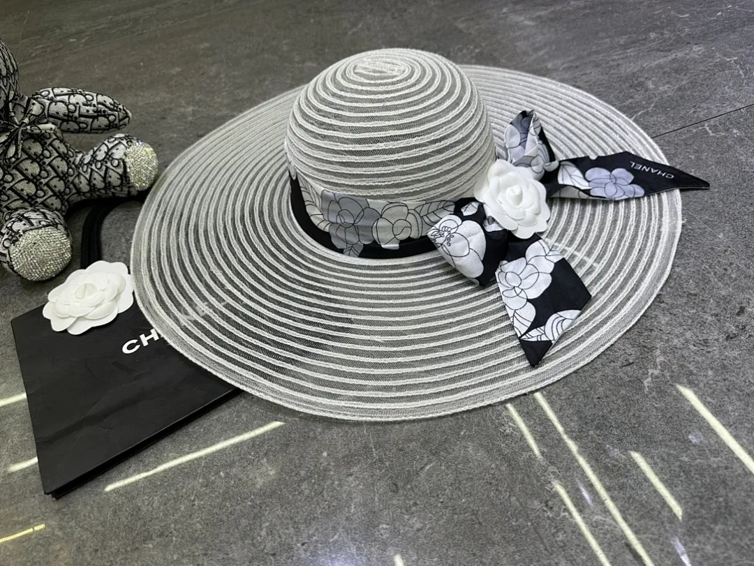 香奈儿爆款网纱大檐帽