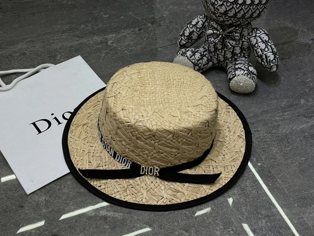 迪奥拉菲草平顶帽