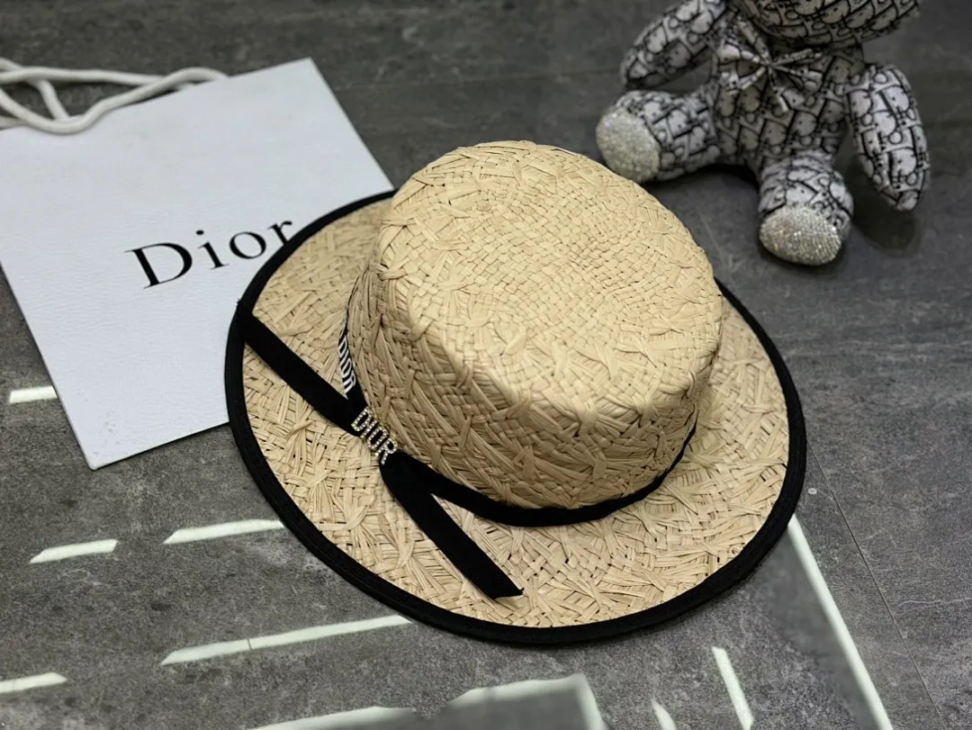 迪奥拉菲草平顶帽
