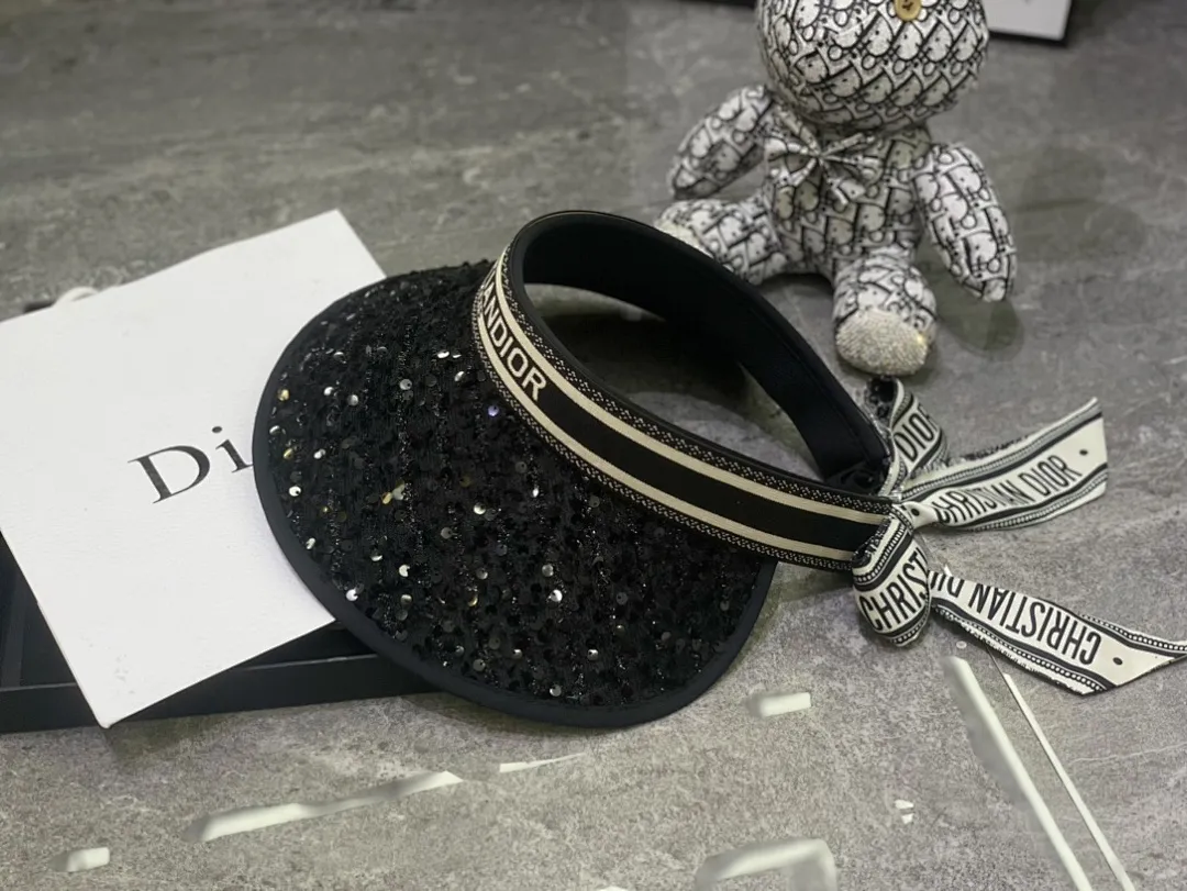 迪奥丝巾蝴蝶结🎀飘带亮片空顶帽