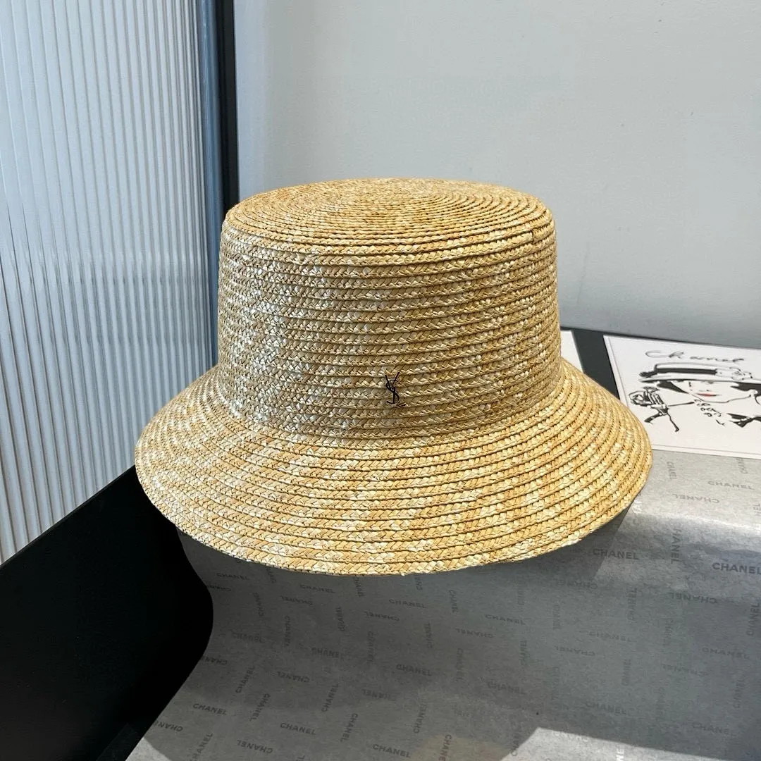 ysl圣罗兰新款拉菲草盆帽，头围57cm