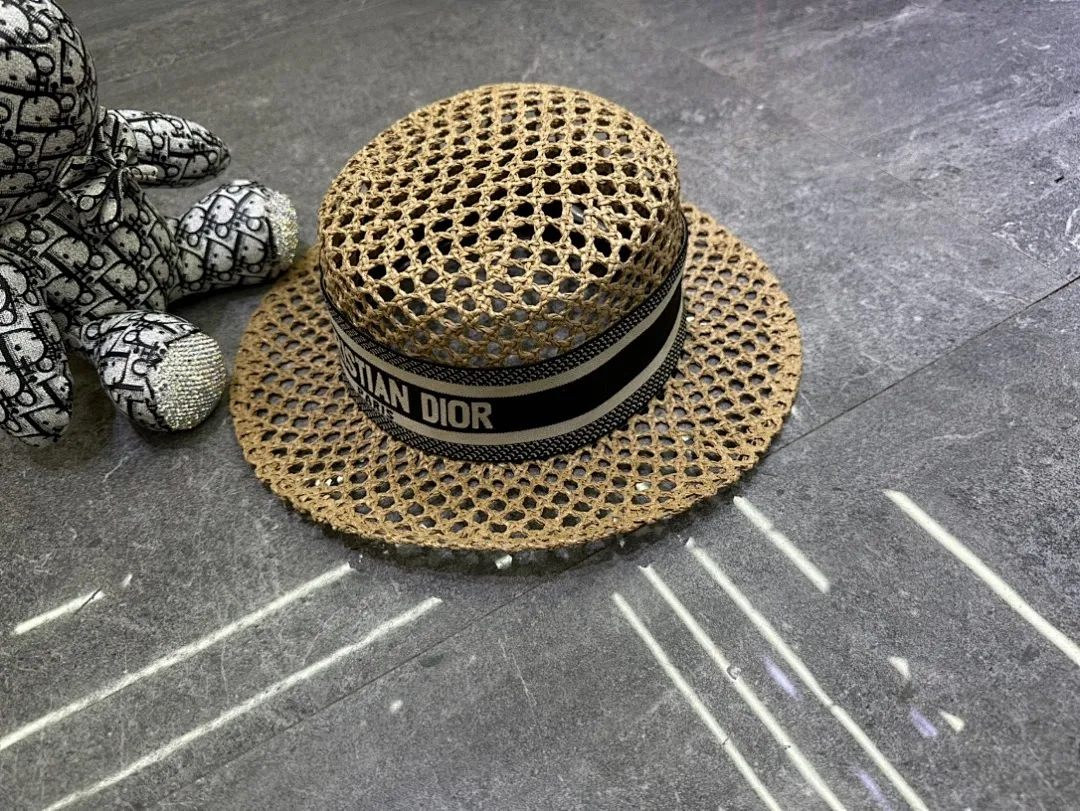 迪奥爆款手工编织平顶帽
