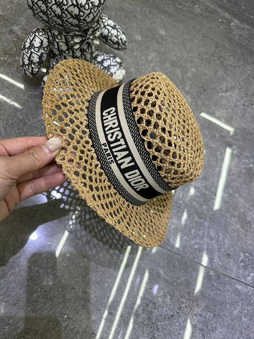 迪奥爆款手工编织平顶帽