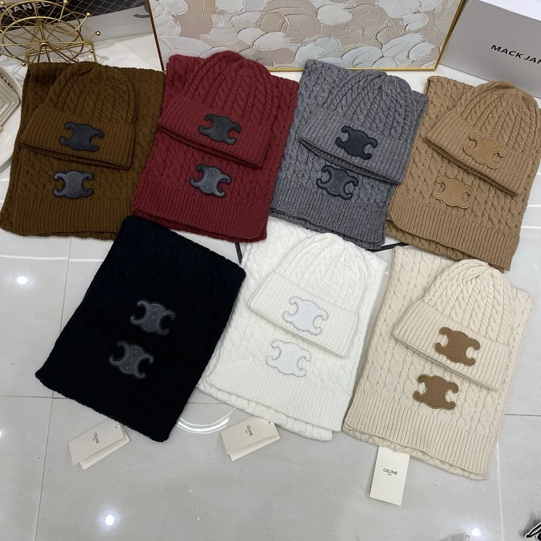 Celine赛琳 麻花羊绒针织帽+围巾🧣