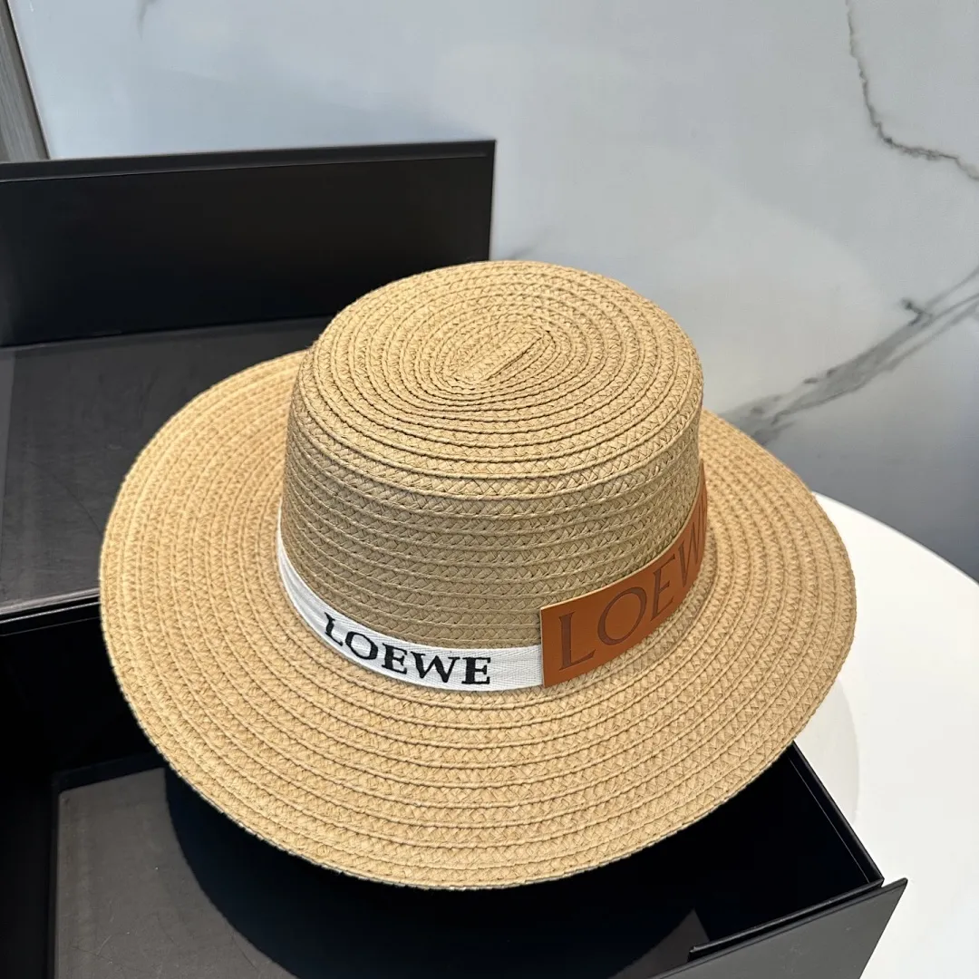 💛配防尘袋 LOEWE罗意威】2025新款草编大牌织带编织草帽，度假休闲必备，优雅大方的一款
