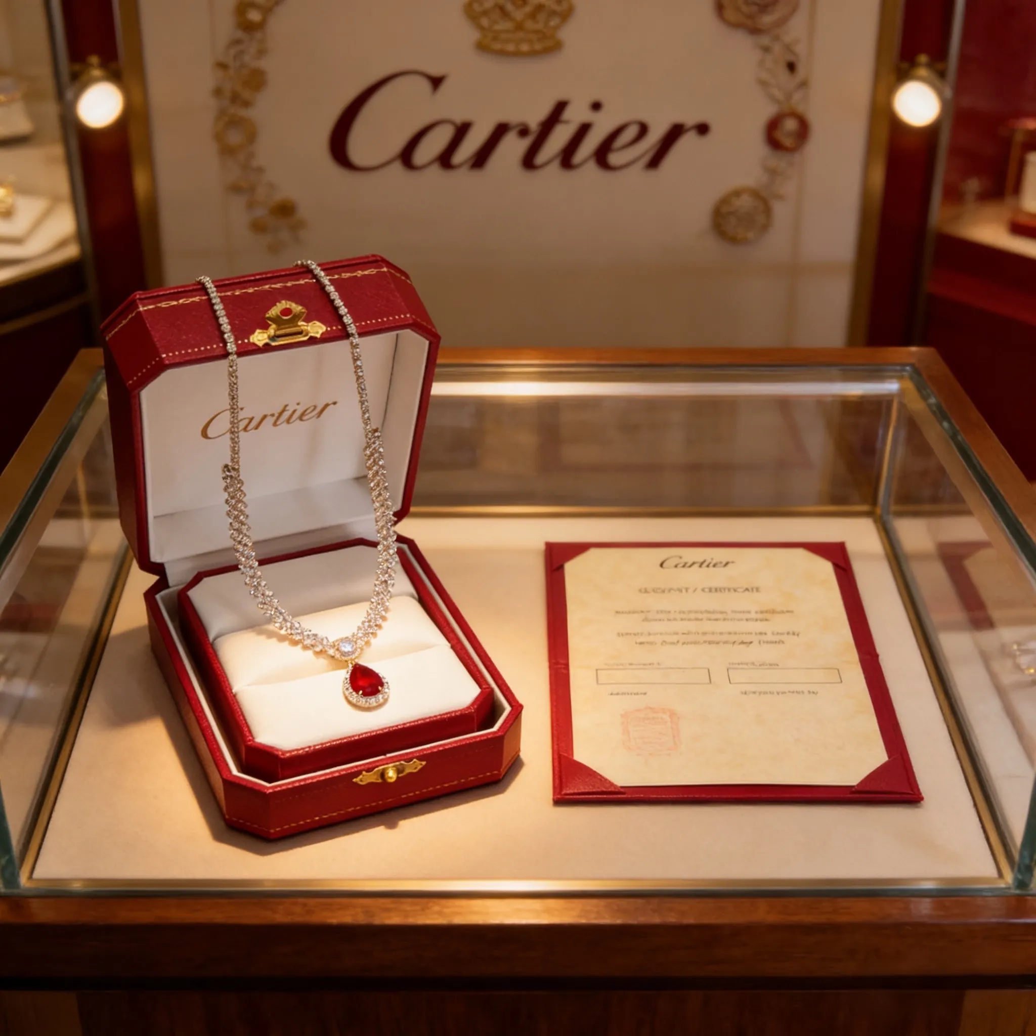 P125 卡地亚红宝石镶钻项链 高端定制版本 镶嵌钻工艺 V金材质 经典而时尚风格 用凌厉线条重构爱情美学!打破常规,镶嵌钻设计反而成就高级感天花板——无需浮华堆砌,爱本应纯粹如初 卡地亚受众多明星网红的爱戴 绝对是永恒经典 年龄不限 !戴上它你就是焦点!