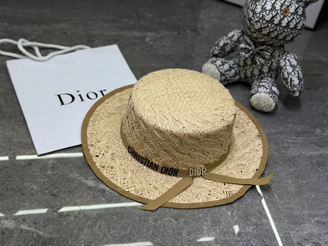 迪奥拉菲草平顶帽