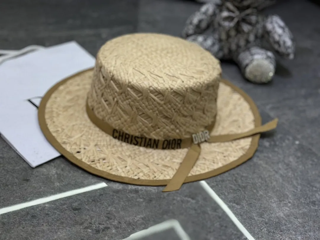 迪奥拉菲草平顶帽