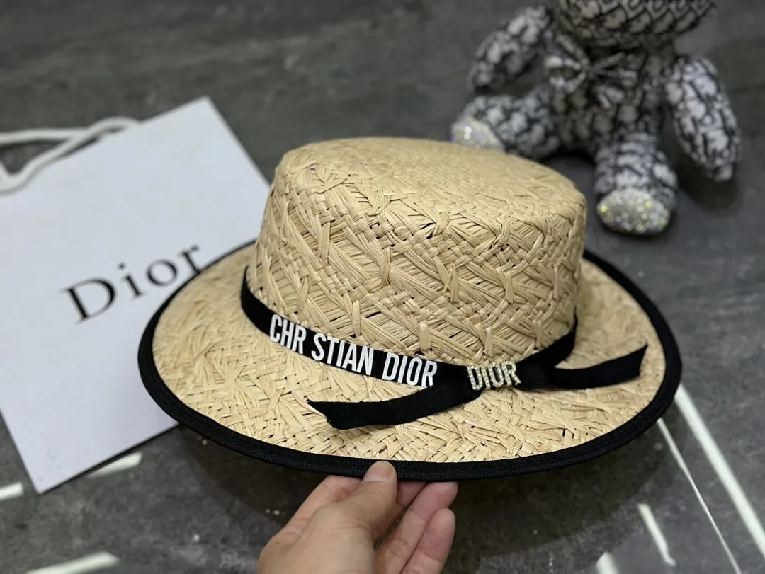 迪奥拉菲草平顶帽