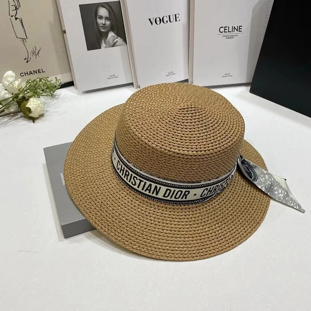 Dior～优雅PP草平顶遮阳帽