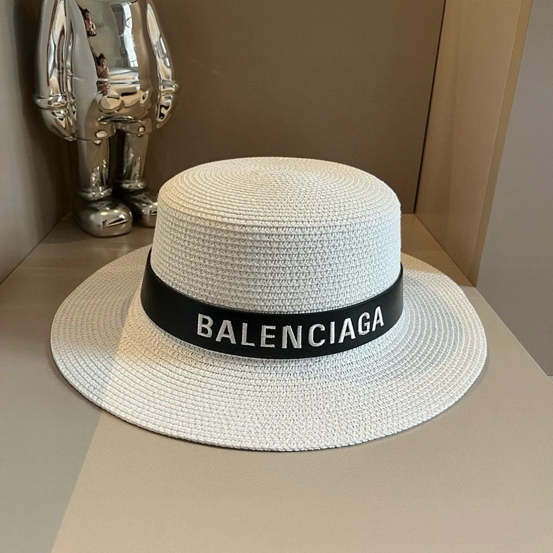 巴黎世家平顶礼帽,遮阳草帽