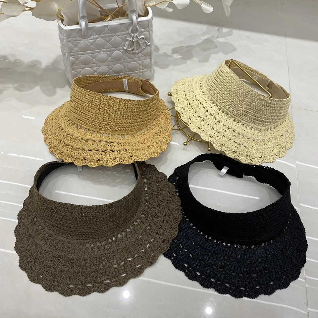 夏季草帽👒韩版钩针空顶帽