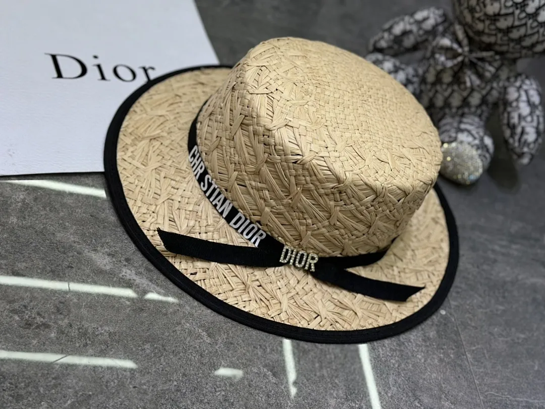 迪奥拉菲草平顶帽