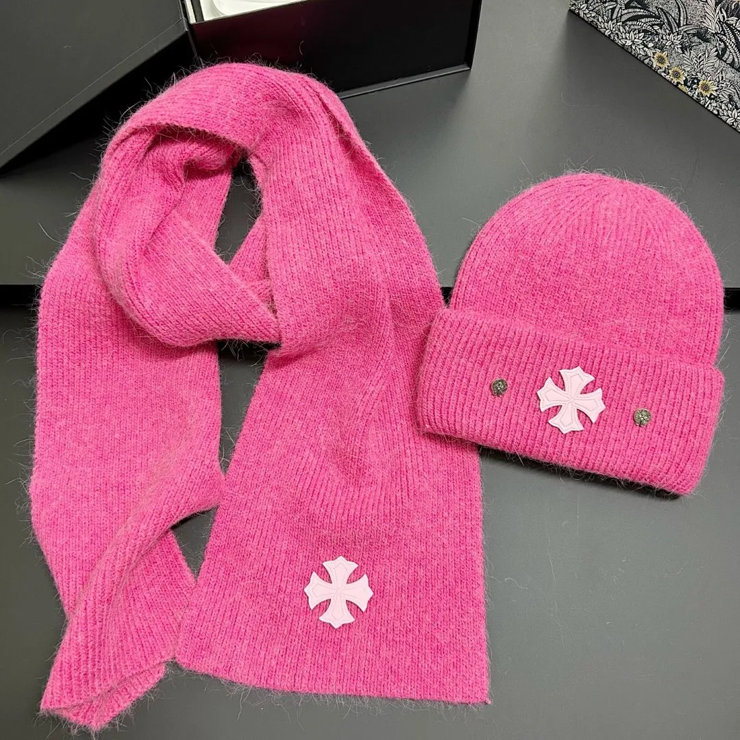 克罗❤️ 兔毛 冷帽+围巾套装