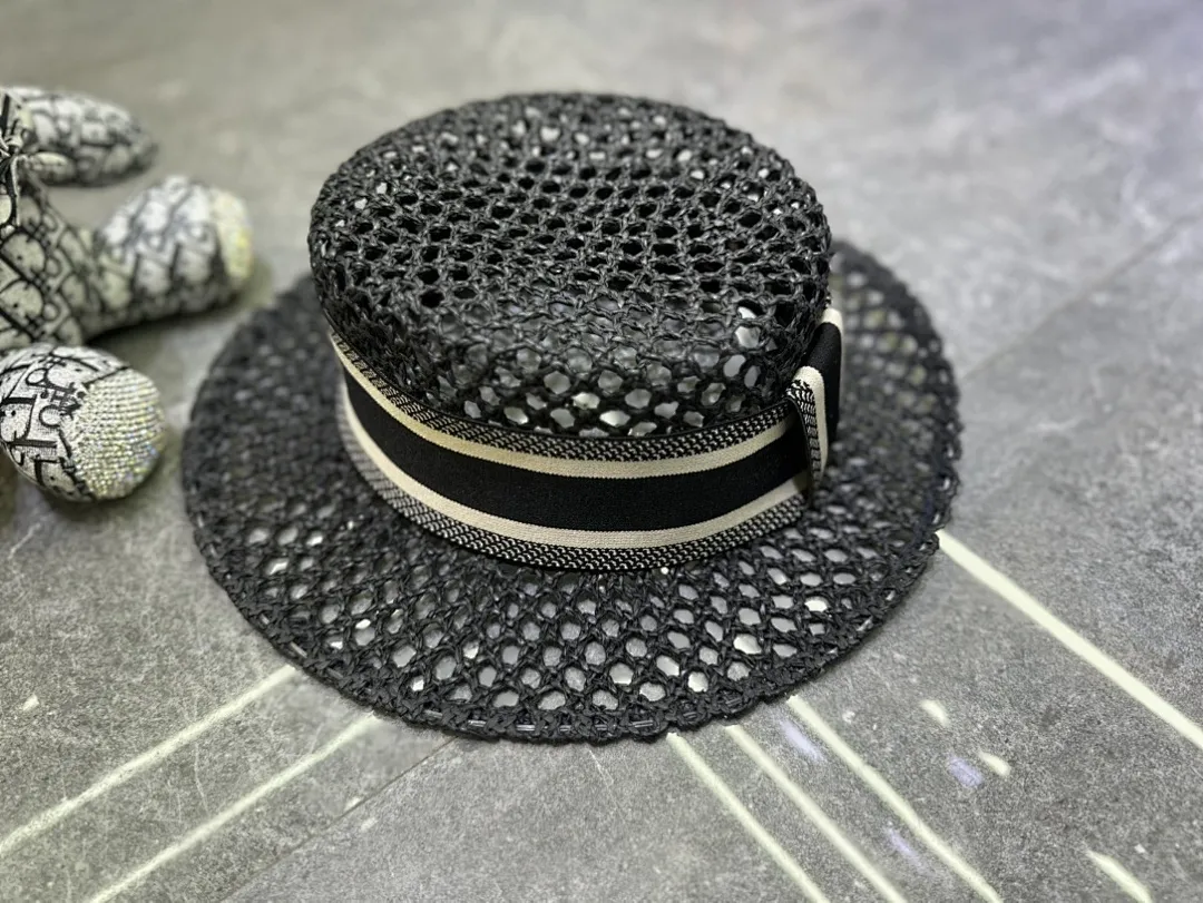 迪奥爆款手工编织平顶帽