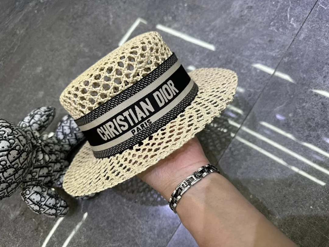 迪奥爆款手工编织平顶帽