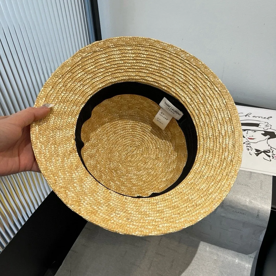 ysl圣罗兰新款拉菲草盆帽，头围57cm