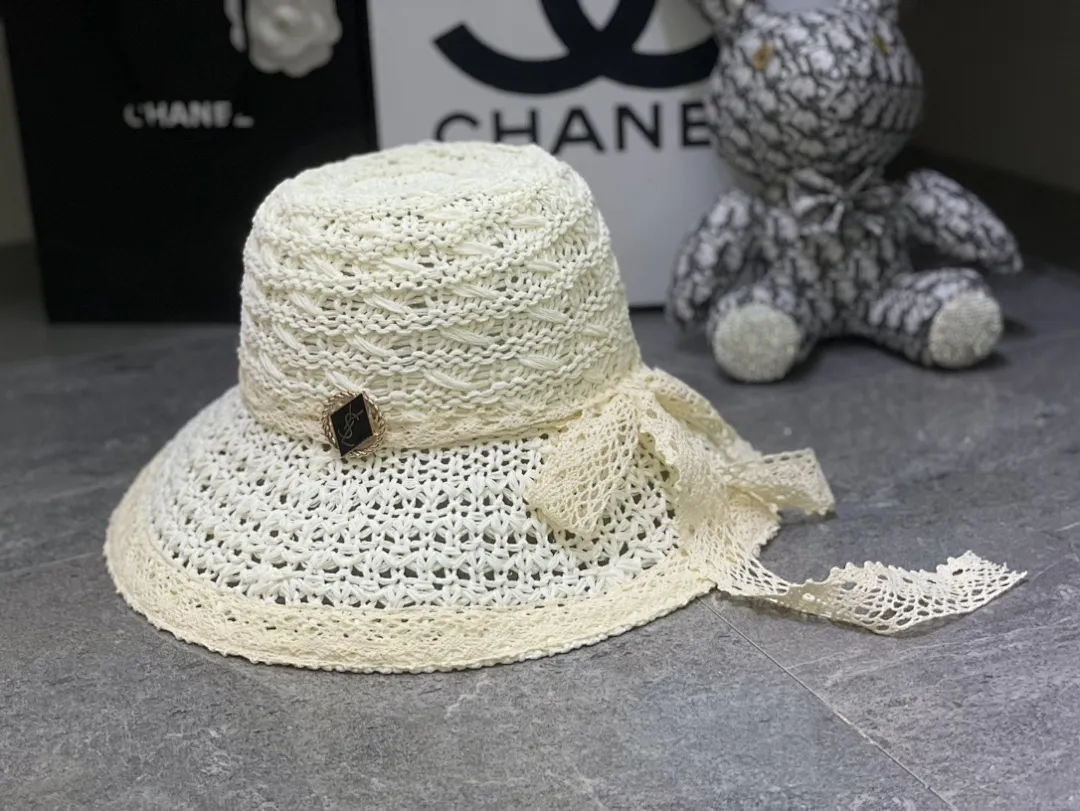 YSL 钩针编织系列蕾丝蝴蝶结🎀盆帽
