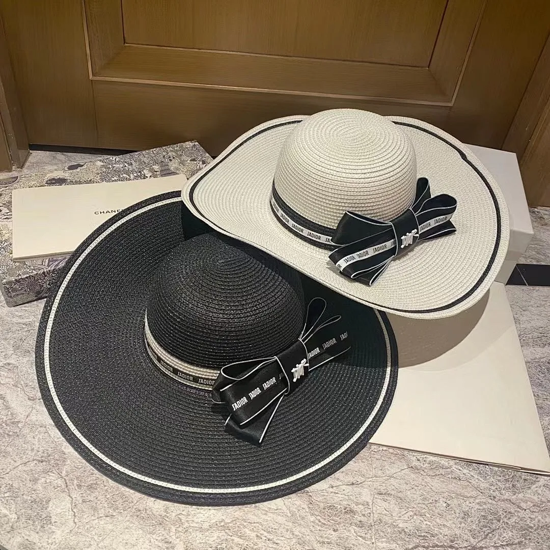 迪奥 蝴蝶结大檐草帽