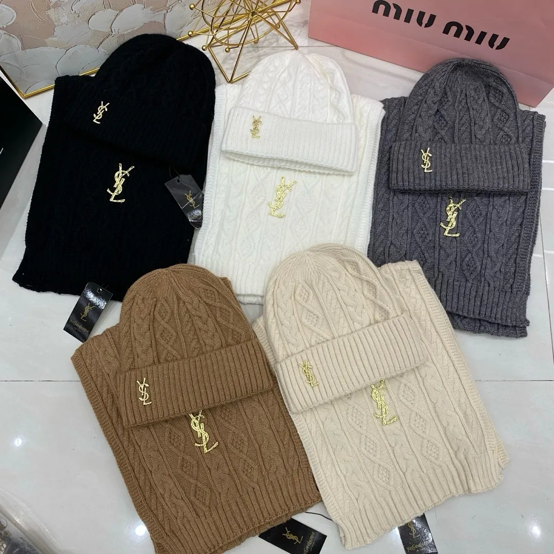 YSL 两件套 羊绒针织帽+围巾🧣