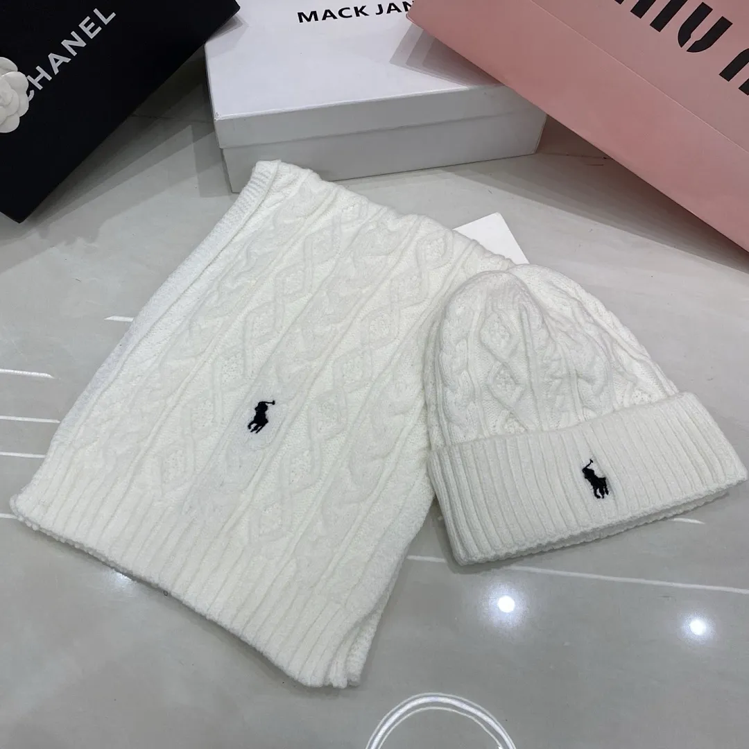 Polo骑马标 羊绒套装:围巾🧣/羊绒针织帽
