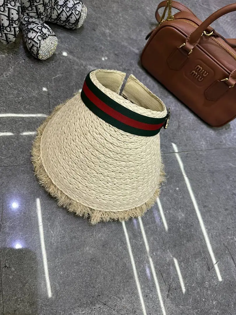 Gucci 草编手工爆款钩针防晒空顶帽👒👒‼️🔥