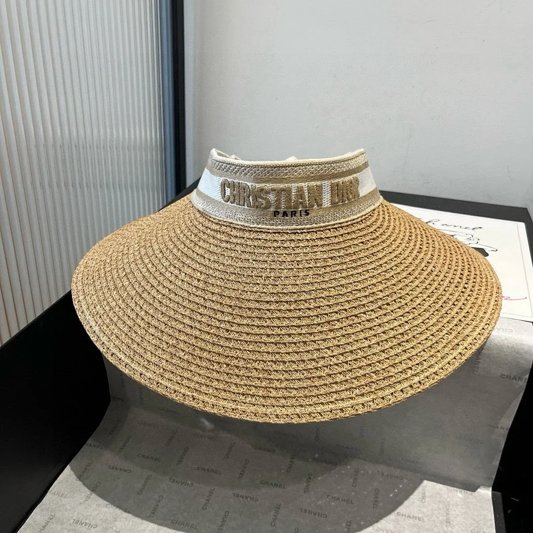 原单货，高颜值女孩必备DIOR夏日新款丝巾遮阳帽大帽檐 我顶着大太阳，只想为你撑伞 没人为你撑伞，那就来顶DIOR遮阳帽[耶]