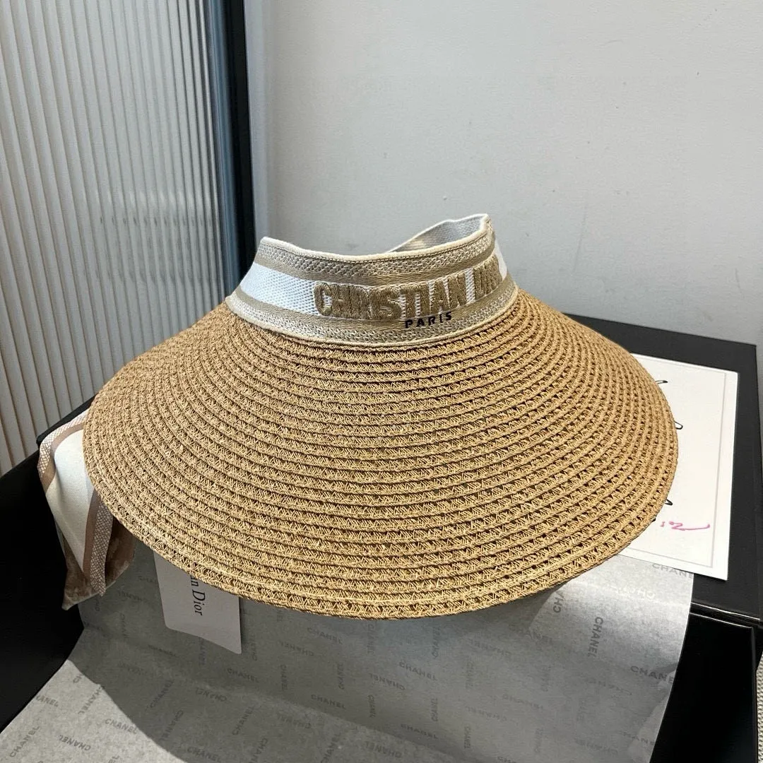 高颜值女孩必备DIOR夏日新款丝巾遮阳帽大帽檐