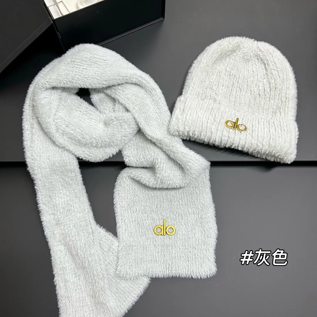 阿洛 貂绒围巾+帽子套装