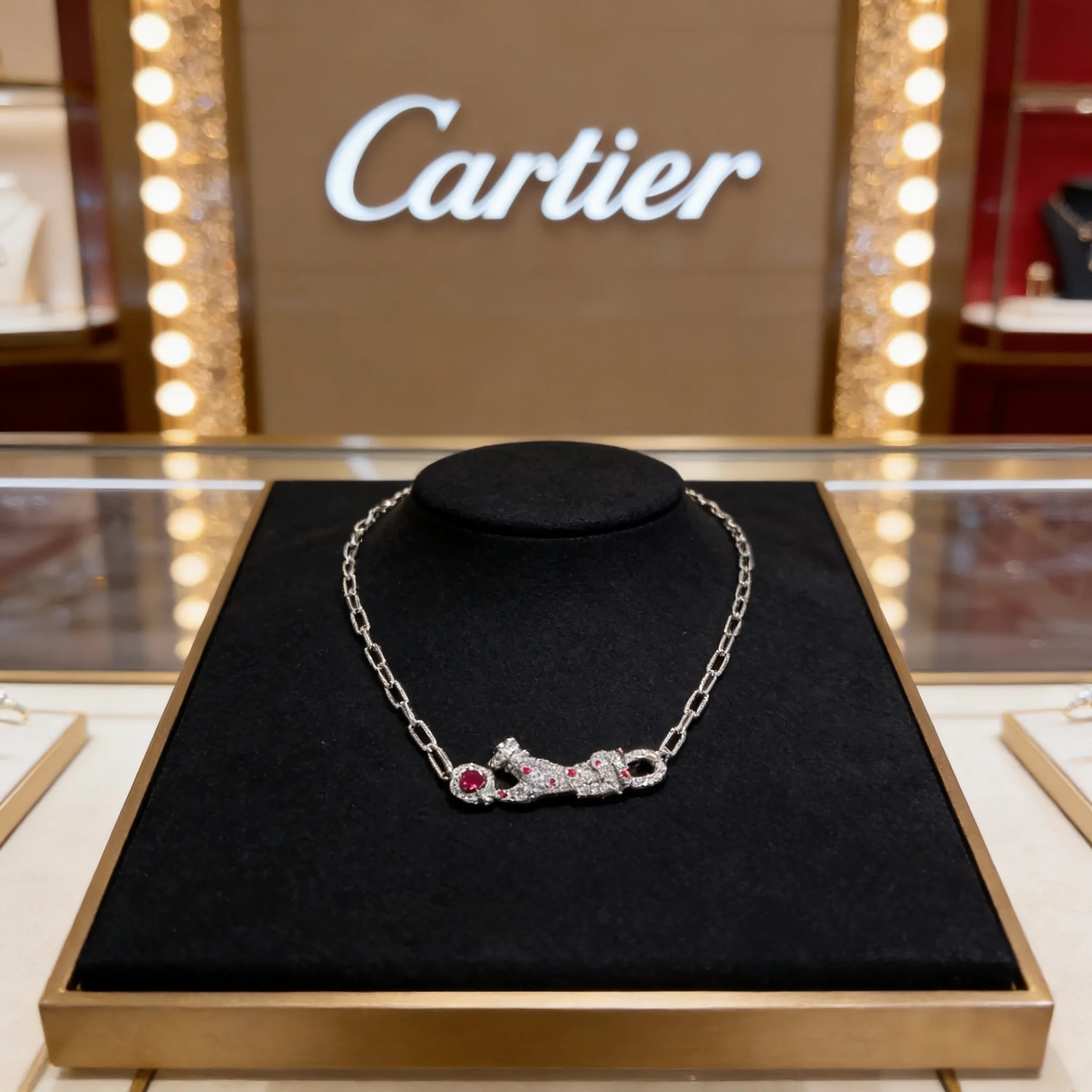 P115卡地亚镶钻猎豹项链 高端定制版本 镶嵌钻工艺 V金材质 经典而时尚风格 用凌厉线条重构爱情美学！打破常规，镶嵌钻设计反而成就高级感天花板&mdash;&mdash;无需浮华堆砌，爱本应纯粹如初 卡地亚受众多明星网红的爱戴 豹子系列手镯 绝对是永恒经典 而且男女不限 年龄不限 ！戴上它你就是焦点！